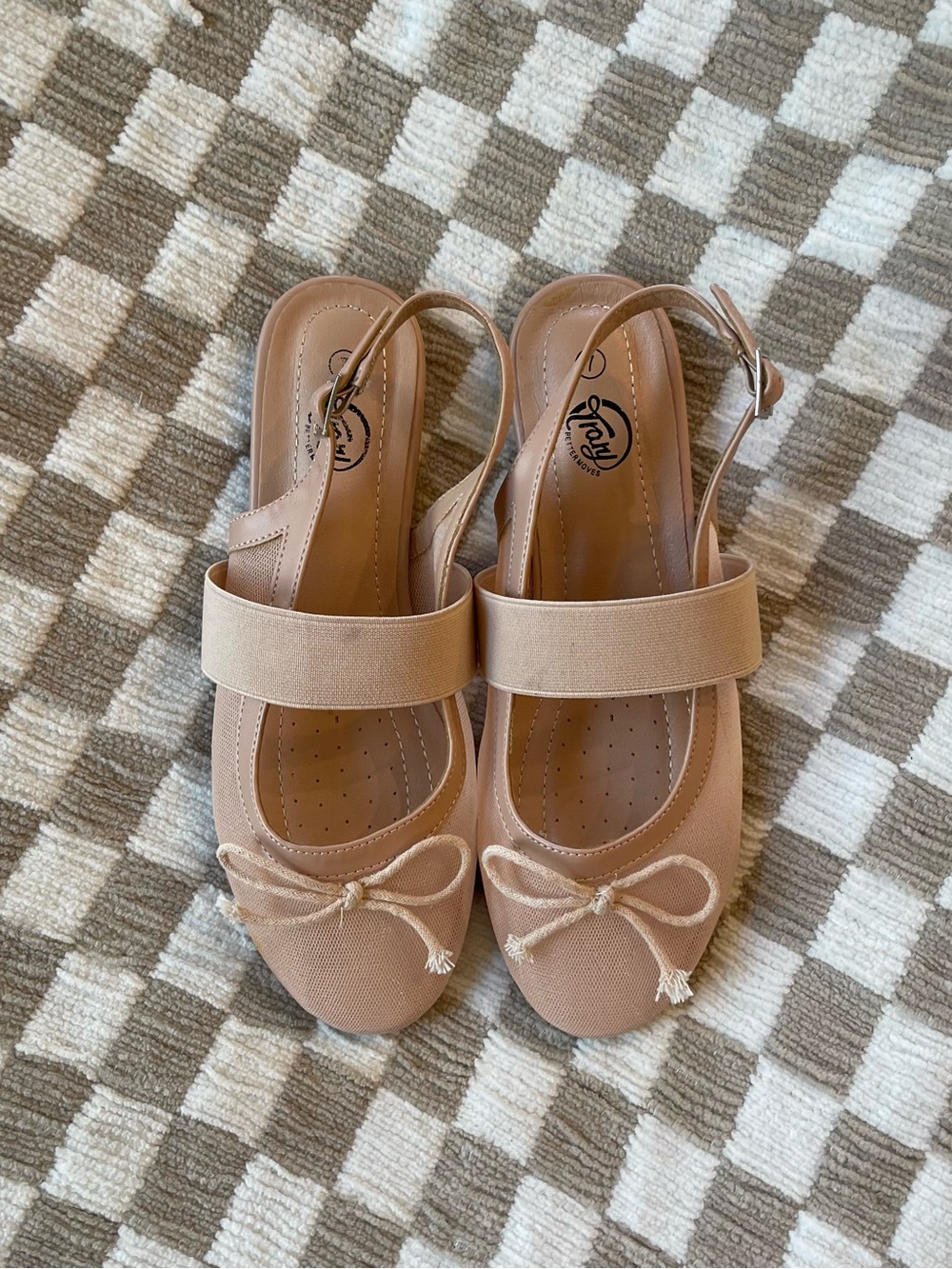 Trory Women's Nude Slingback Ballerina Flats